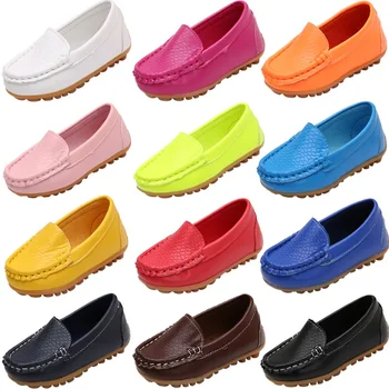 Модерни Детски Обувки с плоска подметка, Удобни Ежедневни Обувки Без шнур Изкуствена Кожа За Момчета И Момичета, Детски Лоферы-Мокасини 10 от Цветове, Всички Размери