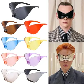 Модерни спортни слънчеви очила с изпъкнали очи, футуристични очилата в стил пънк, Слънчеви очила Y2K, сенки за мъже и жени