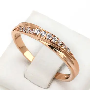 Модни пръстени за жени, женски Венчален Сватбена обещание, Дамско бижу пръстен, Проста украса за ангажименти от цирконий цвят розово злато