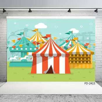 Мультяшная цирк на сцена, палатка, Кралят парк, банер за парти по случай рожден Ден, детски фонове, за снимки, подпори за фото студио