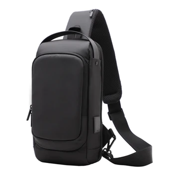 Мъжка чанта-прашка, чанта през рамо, нагрудная чанта, дамски чанти през рамо с USB порт за зареждане, светоотражающая ивица