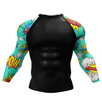 Мъжки компресиране спортна риза Cool Светкавица Running, тениски с дълъг ръкав, потници за тренировки Dry Fit, джогинг (23502)