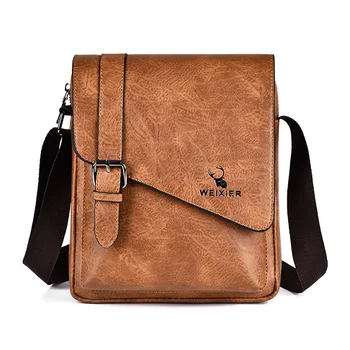 Мъжки малка чанта през рамо, бизнес чанти, ежедневни офис чанта за лаптоп в ретро стил от изкуствена кожа, мъжки чанти-месинджър през рамо
