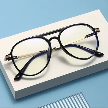 Мъжки слънчеви очила за четене, Модерни Компютърни очила с големи рамки с двоен мост, Дамски очила за далекогледство, блокиране на синя Светлина, от + 100 До + 400