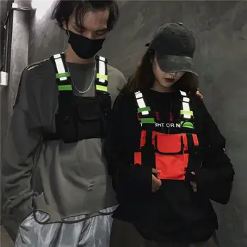 Мъжки тактически чанти през рамо, нагрудная чанта, градинска облекло в стил хип-хоп, мъжки функционални скута чанти с регулируеми джобове, жилетка