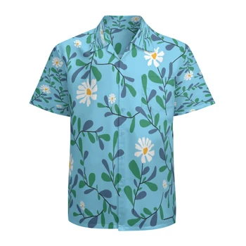 Мъжки хавайска риза с къс ръкав, ежедневни, плажни ризи с копчета с флорални принтом и джоб, Дишащи бързо съхнещи