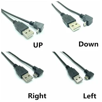 Нагоре Надолу Наляво Надясно Под Ъгъл 90 градуса USB Micro USB Включете към USB штекерному Конектора За Прехвърляне на данни, Кабел за Зареждане от 25 см 50 см за Таблет 5 метра