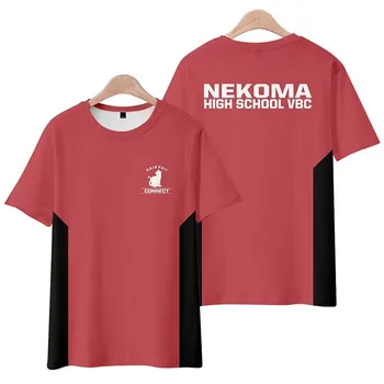 Новост Haikyuu!! Тениска Nekoma Haori Cospaly Costume Памучен Мъжки t-shirt Inarizaki Karasuno С къс ръкав