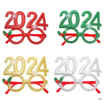 Очила под формата на имел, подпори за фотосесия Забавни Snowflake Party 2024 за новогодишната партита