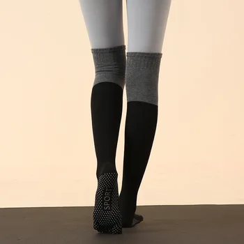 Памук, дълги чорапи до бедрото чорапи с пет пръста, силиконови нескользящие чорапи за пилатес, йога, женски професионални спортни чорапи за фитнес във фитнес залата