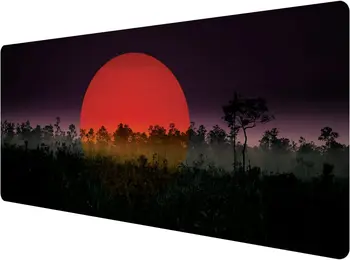 Подложка за мишка Sunset с прошитыми ръбове Водоустойчив и нескользящий Тенис на мат XXL Extended Keyboard Pad 35,4 × 15,75 × 0,12 инча