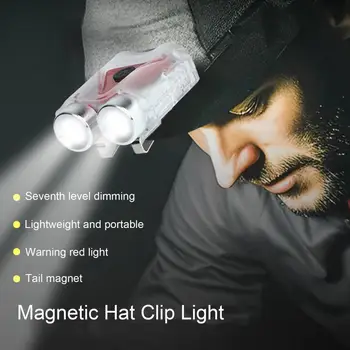 Пътна лампа със скоба за шапки, водоустойчива лампа със скоба за шапки, без ръце, акумулаторна Led фаровете за джогинг, къмпинг, лов с регулируема яркост 180 °