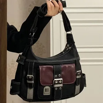 Реколта чанта през рамо от изкуствена кожа в стил ретро, Дамски чанти-месинджър голям капацитет, Луксозна дизайнерска чанта Bolsa