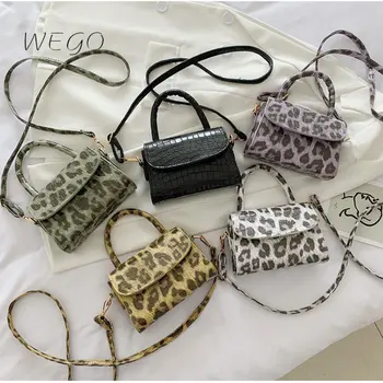 Ретро леопардовая чанта през рамо с панти капак с едно рамо Малки квадратни чанти Лятна новост Корейската мода Ежедневни диагонал малки чанти