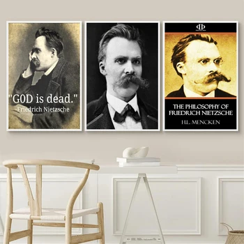 Ретро Постер на Фридрих Ницше, Философ, Поет Стенно Изкуство Платно Картина за Съвременната Семейна Спалня Декорация от Стенни Картини