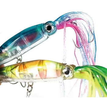 Риболов Кука Твърда Риболовна Стръв на Риба за Стръв 40 г 6 Цвята, 3D Калмари Куката От Високо Стомана Октопод Ръкохватка За Изкуствен Тон Sea Allur