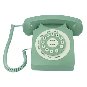Розово ретро телефон, кабелна стационарен телефон, класически ретро старомоден телефон за дома и офиса, подарък за възрастните хора