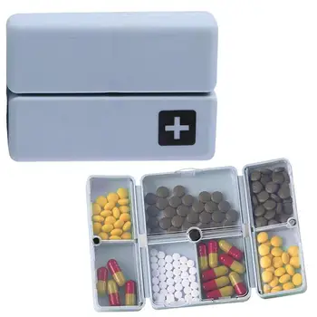 Сгъваем органайзер за таблетки за пътуване, преносима 7-дневен седмичен кутия за хапчета За чантата За съхранение на лекарства, Витамини калъф за хапчета