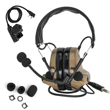 СЛУХОВАТА ТАКТИЧЕСКА слушалки COMTAC II, намаляване на шума, слушалки за стрелба с лък, звукосниматель, слушалки за радиостанции за еърсофт оръжия