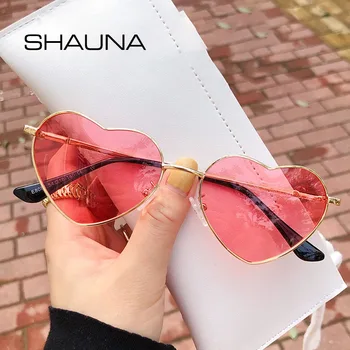 Слънчеви очила SHAUNA Fashion с поляризирана пружинным тръба на шарнирна връзка, Дамски Слънчеви очила с метална сърце UV400