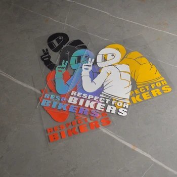 стикер Respect Biker размер 15x11 см за автомобил, мотоциклет, винил, 3D стикери и отличителни знаци на мотоциклети.