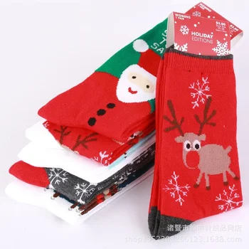 Стилни и удобни дамски чорапи Santa Elk Snowflake със средна дължина, с шарките на коледното индивидуалност за възрастни