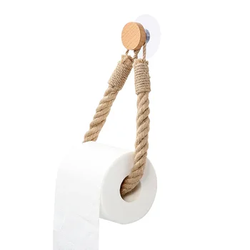 Стойка за ролка хартия от памук и лен, ръчно изработени, държач за тоалетна хартия в банята, закачалка за хартиени кърпи за ръце
