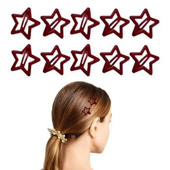 Студентски щипки за коса, щипки за коса под формата на червени звезди, шапки за момичета, щипки за коса, за оформяне на косата, 10 броя 066F