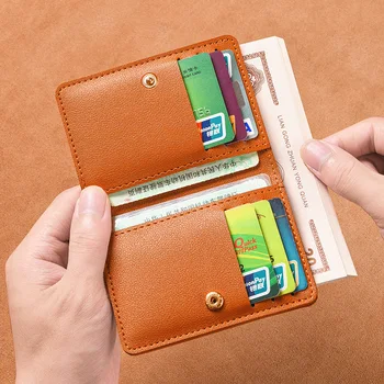 Супертонкий мек портфейл от 100% естествена кожа, кухненски портфейл за кредитни карти, държачи за карти, мъжки портфейл Тънък малък