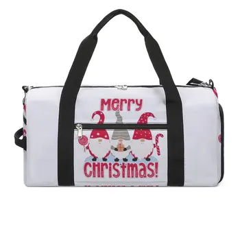 Три забавни коледни елф Спортни чанти С Коледа Голяма спортна чанта за Преносим мъжки чанти по поръчка Пътна тренировочная чанта за фитнес