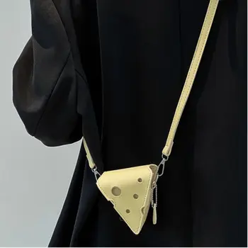 Триъгълен изкуствена чанта, червило, чанта-месинджър под формата на сирене, женствена чанта през рамо, чанта за монети, портфейли
