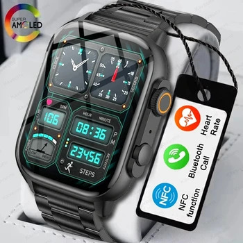 Ултра Умни Часовници с AMOLED Екран, винаги показващи време, Bluetooth Покана Series 8 с високо обновяване Rtae, NFC Умни Часовници, Мъжки Спортни Часовници, Дамски