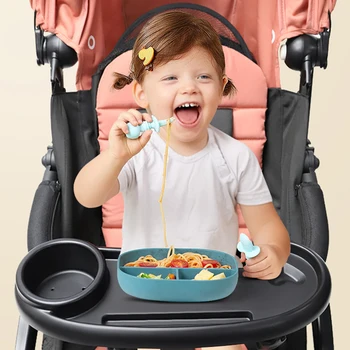 Универсална детска чинийка за предястие 3 в 1 за детски колички, лесно моющийся тави, за закуски, за повечето бебешки колички