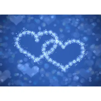Фон за снимки, блестящо сърце, отблясъци, Боке, сини фонове с компютърна печат за сватбената фотосесия за влюбени за Свети Валентин.