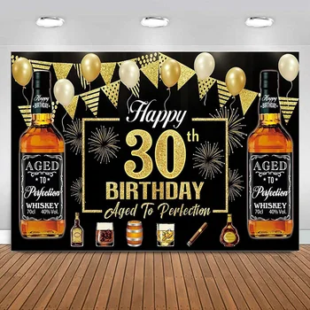 Фон за уиски с 30-годишнината, Банер, украса за партита, Мъжки аксесоари за партита, Категория на бира, фон за снимки.
