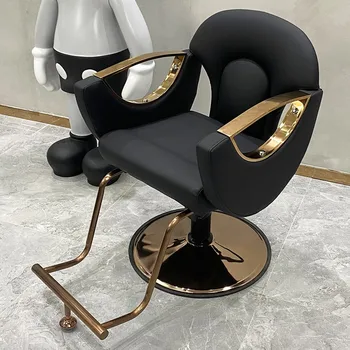 Фризьорски лифт Обърнато стол на Кабинковия специален стол за подстригване на коса Може да се завърти на стола за подстригване Златното шаси Луксозен кабинковия инструмент