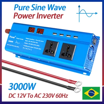 Чиста синусоидальная вълна от постоянен ток 12 В до ac 230 v 60 Hz Пиков led дисплей мощност 3000 W с 4.8 A 4 USB 2 Универсална розетка ac адаптер за Кола хранене Инвертор