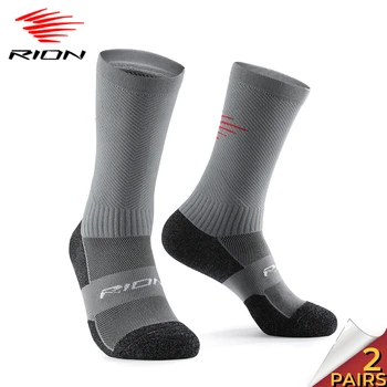 Чорапи за колоездене RION, Мъжки Нови Висококачествени Състезателни против хлъзгане, Спортни чорапи, Дишащи Термоноски, Чорапи за бягане на открито, 2 опаковки